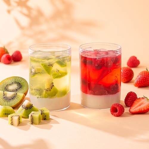 "Berry" and "Exotic" Panna Cotta