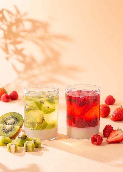 "Berry" and "Exotic" Panna Cotta