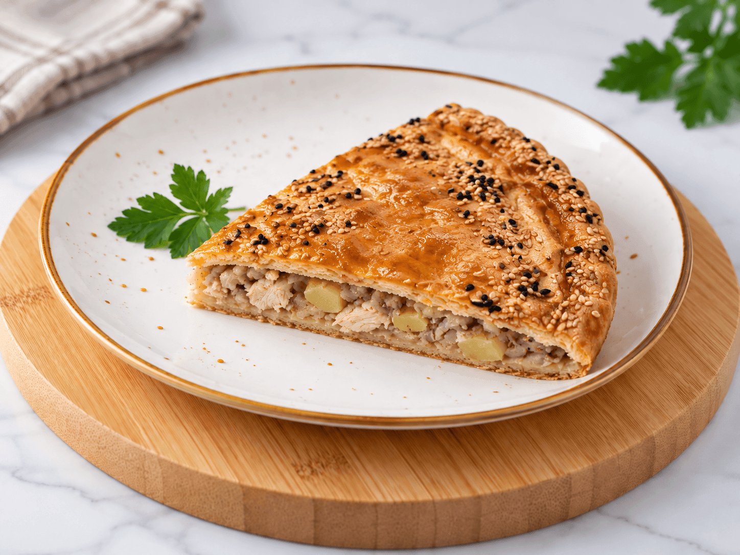 Порция Пирог с курицей и картошкой